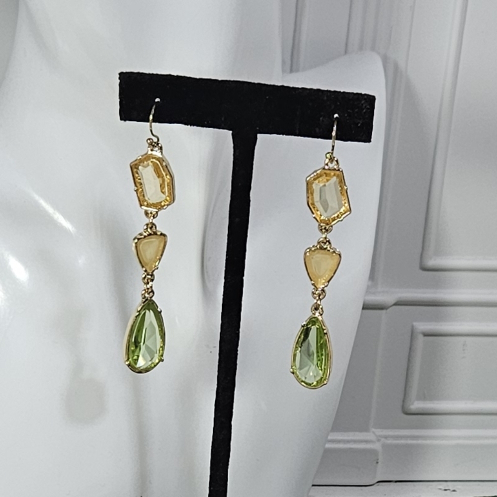 Stella & Dot Pippa Triple Drop Crystal Glass Earrings - Picture 4 of 6